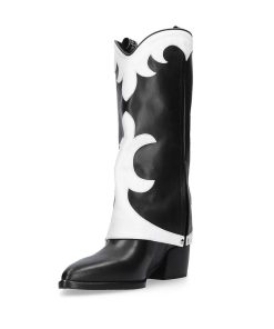 Inverno 2024 Elena Iachi | E3645 Stivale Western Bianco Nero