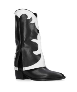 Inverno 2024 Elena Iachi | E3645 Stivale Western Bianco Nero