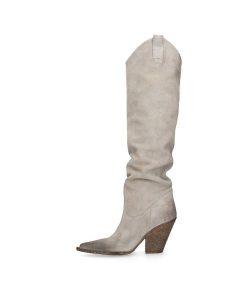 Inverno 2024 Elena Iachi | E3632 Stivale Western Scamosciato Beige