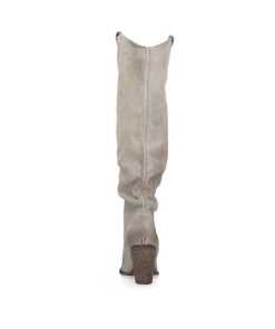 Inverno 2024 Elena Iachi | E3632 Stivale Western Scamosciato Beige